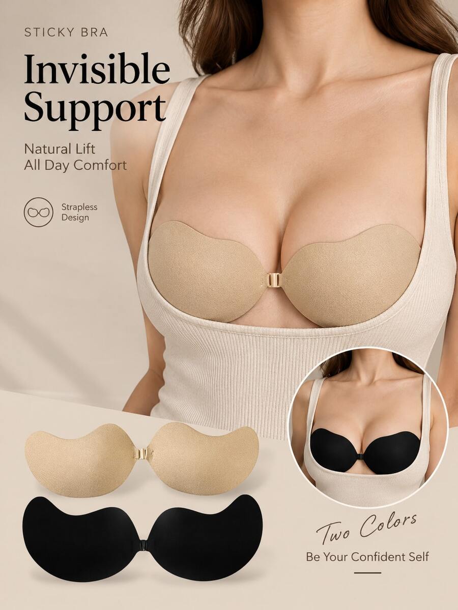 1pc Mango-Shaped Adhesive Bra, Suitable For Evening Gowns, Parties, Dinners, Graduation Ceremonies, Dates, Music Festivals And Other Occasions, All Year Round - Multicolor - View 1