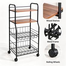 4 Tier Freestanding Storage Organizer With Shelves And Baskets For Home Office Bathroom - View 4
