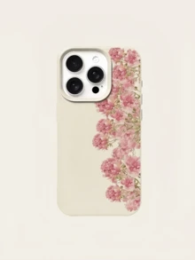 1件白色半側油畫粉色花朵個性化TPU防摔全包手機殼，適用於Apple 18 17 16 15 14 13 12 11 Pro Max Air及系列 - 彩色 - 查看 4