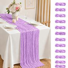10 Pack Beige Cheesecloth Table Runners, Soft Crinkle Gauze Table Runners, Boho Rustic Sheer Cheese Cloth Table Decor For Wedding Reception, Bridal Shower, Baby Shower, Birthday Party, Holiday Events, Farmhouse Dining Table And Home Decor - Lavender Purple - View 31