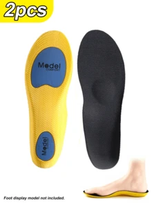 1/2Pairs Arch Support PU Sports Insoles, High Elasticity, Shock Absorption, Sweat-Wicking, Breathable, Anti-Slip - Black - View 6