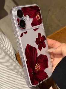 1件透明熱情紅扶桑花個性化極簡防摔軟TPU手機殼 全包覆防污保護殼 適用於Apple 18 17 16 15 14 13 12 11 Pro Max Air - 彩色 - 查看 4