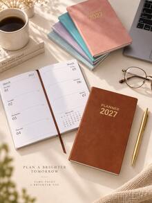 1PC 2027 Retro Marble Cover Planner, A6 Portable Size Design Student Notebook, Back-To-School Essential Stationery, Study Note Register - Multicolor - View 8