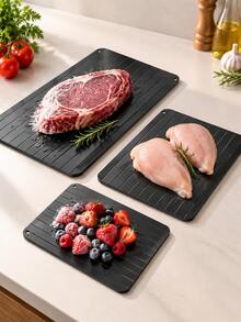 3pcs/1pc Aluminum Cutting Board, Reusable Kitchen Chopping Board With Grooved Surface, Suitable For Meat, Vegetables, Fruits Food Preparation, Kitchen Countertop Cooking Accessory - View 1