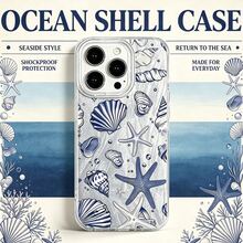 1件 藍色與白色貝殼海星海洋元素可愛個性化銀色漸層波紋閃亮雷射亮粉藝術手機殼保護套，相容於 /11/18/Android/GALAXY/A/S/14/15/16/17/25/26/27/36/25/26/57/55/56/57/37/FE/ULTRA/NOTE/13/14/15/POCO/X/Transsion/HOT/SPARK/POP/SMART/20/30/40/50/60/70/RENO/C/Honor/LITE/X9C/E/G/V - 彩色 - 查看 2