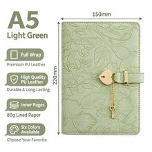 Vintage Embossed Floral Lockable Diary, Heart-Shaped Lock And Key, PU Leather Journal, Suitable For Daily Writing, Travel, School, Office, Personal Notes And Gifts School Supplies - A5 - View 9