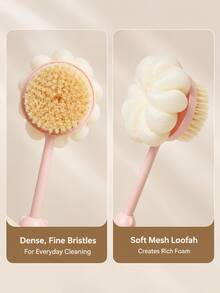 1pc Long Handle Back Scrubbing Brush, Double-Sided Body Brush With Soft Bristles And Foaming Sponge Bath Ball, Exfoliating Back Cleaning Brush With Hanging Hole, Suitable For Hard-To-Reach Back, Bathtub, Shower, Essential For College Dorm Bathing - Multiple Styles and Colors - View 10