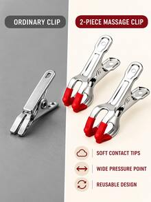 2pcs Multi-Function Massage Clips With Soft Silicone Tips For Finger And Hand Massage, Portable Acupressure Point Massage Tool For Hand, Ear And Toe Relaxation, Compact Massage Tool Suitable For Home, Office And Travel Use - A - View 4
