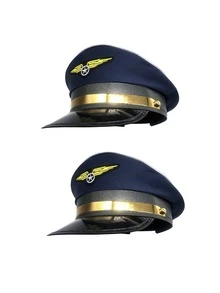 1件或2件中性刺繡船長帽 警察帽 八角平頂帽 制服道具帽 適合派對配件 萬聖節必備 - B - 查看 17