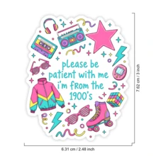1PC Retro Style Slogan Decal Sticker, Millennial Humor Vinyl Sticker For Kindle Laptop, Waterproof Laptop Sticker For Water Bottle Journal Travel Case, Funny Nostalgic Gift For Friends Coworkers Sibling - Multicolor - View 2