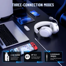 ATTACK SHARK L30Pro Wireless Gaming Headset, Supports 2.4GHz/Bluetooth/Wired Connection, Detachable Microphone, 7.1 Surround Sound, Ultra-Low Latency, Compatible With PC/PS/Xbox/Switch, Long Battery Life - View 3