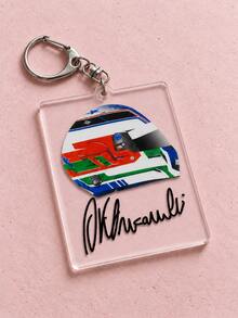 1/9pcs F1 Racing Driver Helmet Handwritten Signature Acrylic Keychain, Cool Motorcycle Sports Style, Driver Livery Card, Car Key Ring Accessory, Backpack Pendant, Ideal Gift For Car Fans, Boyfriend, Friends - Multicolor - View 18