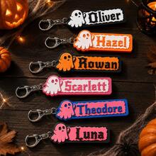 1pc Personalized Halloween Name Keychain, 3D Printed Ghost & Pumpkin Shaped Keyring, Cute Creative Backpack Charm, Custom Name Letter Pendant, Halloween Party Decoration Accessory, Holiday Souvenir Gift, Personalized Bag Decor, Car Key Holder, Creative Small Gift - Multicolor - View 6