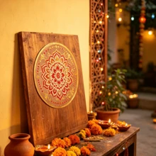 Bộ 9 khuôn stencil Mandala bằng nhựa tái sử dụng, mẫu tròn và vuông cho vẽ Rangoli Diwali, họa tiết gà trống, hoa sen và paisley, dùng cho đồ thủ công DIY, trang trí tường và vẽ tranh lễ hội cho dự án tại nhà - 9 mẫu thiết kế lễ hội ánh sáng - Xem 8