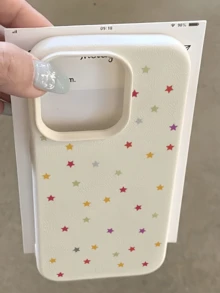 1件白色彩色小星星個性化TPU防震全包手機殼，適用於Apple 18 17 16 15 14 13 12 11 Pro Max Air及系列 - 彩色 - 查看 1