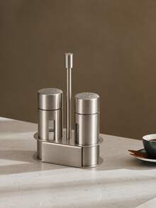 2pcs Stainless Steel Salt And Pepper Shaker Set, Viewing Windows, Brushed Finish, Portable Caddy, Tabletop Seasoning Organizer For Ground Spices, Kitchen, Dining Table, Restaurant, BBQ, Saudi National Day Dining, Christmas Table Settings And Gifts - Multicolor - View 6