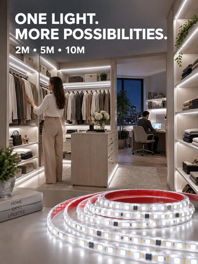 10M/5M/2M COB LED Strip Light Daylight White 6000K, 24V IP67 Waterproof High CRI 95Ra+ Ultra Bright, Flexible Marine Light Suitable For Fishing, Night Outdoor, Bathroom, Swimming Pool (Power Supply Not Included)