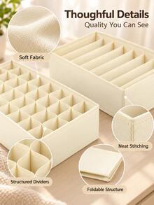 Wardrobe Drawer Fabric Organizer Box, 7-Compartment / 24-Compartment Dual Size, Underwear, Socks, Panties, Ties Divider Storage, Stackable Foldable Home Clothing Sorting Tray - Multicolor - View 8