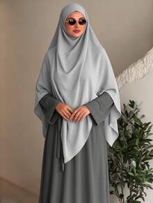 Bộ 2 món Khimar Hijab khăn cầu nguyện + Abaya, trang phục Hồi giáo rộng rãi thoải mái cho nữ, phù hợp mặc hàng ngày và cầu nguyện, dùng cho mọi mùa - Nhiều màu - Xem 6