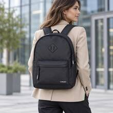 Unisex Black Casual Backpack Large Capacity 20L Lightweight Outdoor Daypack With Front Pocket For Travel School Work - Black - View 6