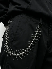 1 sợi xích denim xương cá màu tối phong cách hip-hop punk streetstyle đa năng, xích đeo eo, xích body, xích quần, xích túi xách cho quần jeans - Bạc - Xem 3