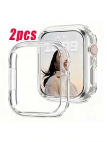 2pcs Transparent Hard Shell Watch Protector Cases, Compatible With Apple Watch Sizes 38mm, 39mm, 40mm, 41mm, 42mm, 44mm, 45mm, 46mm, Shock-Resistant & Fashionable - Clear - View 17
