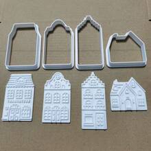 4pcs Christmas Gingerbread House Shaped Cookie Molds, 3D Cartoon Style Press Molds For Cookies/Fondant, Baking Tools For Decorating Cream Filled Cakes - Multicolor - View 12
