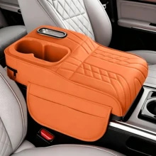 1pc Car Armrest Box Pad, Universal Leather Center Console Cover With 2 Cup Holders (Square + Round Cup Holes), Multi-Functional Car Tissue Box, Side Storage Pocket Design, Car Interior Accessory, Suitable For Most Sedans, SUVs, Trucks, Comfortable Armrest Heightening Pad - Multicolor - View 8