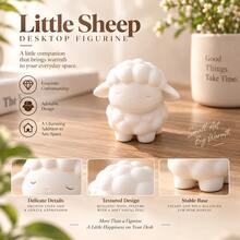 Mini White Lamb 3D Printed Figurine, Cute Animal Ornament For Desk, Counter, Car Interior Home Decor - White Lamb 3D Printed - View 7