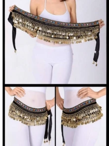 Belly Dance Sequin Fringe Skirt, Fashionable Belly Dance Waist Belt Skirt - Multicolor - View 2