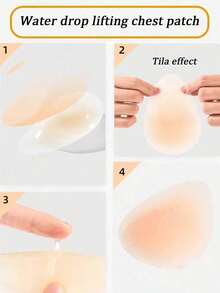 2pcs/Pack Women's Adhesive Teardrop-Shaped Lifting Breast Pads, Invisible Seamless Ultra-Thin Design, Not Suitable For Bikini Inner, Not Reusable, Suitable For Multiple Occasions, Enhances Slimming - Thin style - View 3