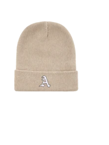 1Pc Women A‑Z Gothic Letter Cuffed Ribbed Knit Beanie, Personalized Warm Winter Knitted Hat For Ladies Daily Casual Wear - Beige - View 4