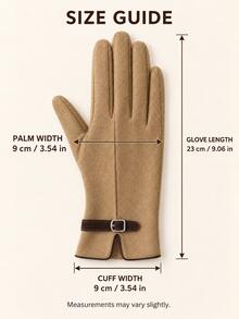 Women's Winter Warm Solid Color Gloves, Five-Finger Design With Decorative Buckle Strap, Soft Lining With Touchscreen Fingertips, Windproof Elastic Gloves, Suitable For Commuting, Driving, Walking, Traveling, Outdoor Activities, Christmas And Cold Weather - Multicolor - View 9