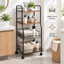4 Tier Freestanding Storage Organizer With Shelves And Baskets For Home Office Bathroom - View 9