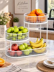 1pc 3-Tier Metal Fruit Basket Rack, Space-Saving Kitchen Countertop Storage Shelf, Modern Metal Wire Fruit Vegetable Snack Bread Storage Rack, Suitable For Kitchen Pantry Dining Room, Home Decor Housewarming Christmas Gift - Multicolor - View 6
