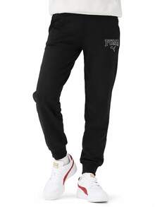 Puma Pantalones de vestir anchos de tiro alto con pliegues, estilo casual, fluidos y largos para mujer - Negro - Ver 1