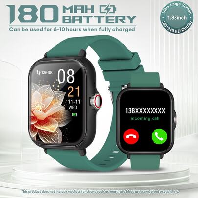 Nuevo reloj inteligente con pantalla táctil completa HD de 1,83 pulgadas, compatible con llamadas inalámbricas, notificaciones SMS, alarma, múltiples modos deportivos, fotografía remota, reproducción de música y talla grande. Compatible con smartphones iOS y Android. Perfecto como regalo para el Día de San Valentín, Pascua, Día de la Madre, Día del Padre, Halloween, Acción de Gracias y Navidad.