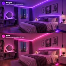 RGB LED Mood Light Strip, USB Plug And Play, 3-Key Control, Self-Adhesive & Cuttable, Multi-Color Dynamic Modes, Decor Light For TV, Cabinet, Gaming Setup, Wall Decor - 3Key RGB - View 7