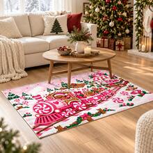 1 buah Karpet Area Natal Motif Kotak Surat Santa Warna Pink, Dekorasi Lantai Musiman Bertema Hadiah, Cocok untuk Kamar Bayi, Kamar Anak, Kamar Tidur, dan Dekorasi Rumah Liburan - MultiWarna - View 4