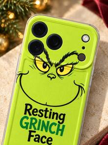 The Grinch Christmas Phone Case TPU Cartoon Character Pattern Protective Shell Compatible With IPhone 18/17/16/15/14/13/12/11 Pro Max Plus Models Resting Expression Holiday Print Design Raised Camera Frame Phone Accessory Christmas Gift - Multi-color - View 5