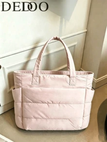 Dedoo Women's Pink Fabric Tote Bag, Large Capacity Lightweight Portable, Suitable For Office Workers, Students, Moms Daily Commute, Shopping, Vacation And Weekend Short Trips - Pink - View 6