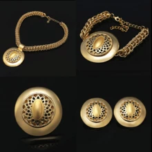 Halloween Royal Gothic Exaggerated Jewelry Set, Gold Hollow Medallion Necklace Earrings Bracelet, Women's Vintage Accessories, Suitable For Dark Party Cosplay - Jewelry In Large Sizes - View 8