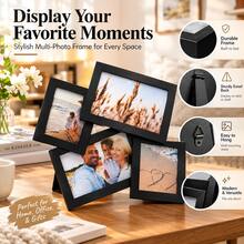 1pc 4 Openings Collage Photo Frame, Available In Black & White, Holds 4x6 & 4x4 Pictures, Wall Mount & Tabletop Multi Picture Frame With Protective PVC Panel, Home Decor Family Photo Display Frame, Ideal Gift For Anniversary & Holiday - 4-slot Collage Photo Frame - View 1