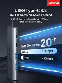 Lenovo USB 3.0 Hub 1-To-4 Expansion Dock H1-U03 Max Laptop USB Extender Universal High-Speed Data Transfer Hub Adapter - View 7