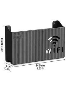 1pc Wall-Mounted WiFi Router Storage Box, Striped Cable Management Organizer, Hollow Ventilated Modem Hiding Box, Suitable For Power Strip, Wires, Cables, Essential Floating Wall Display Rack For Home Office, Rental Apartment, College Dorm - Multiple Styles and Colors - View 3