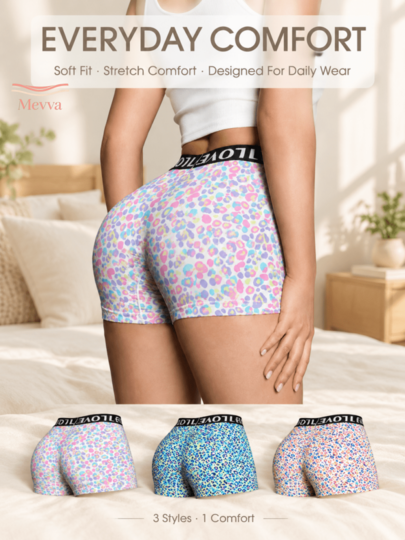 3pcs Women's Bright Leopard Print Boxer Briefs With Letter Waistband Design, Comfortable And Breathable Women's Underwear For Casual And Home Wear