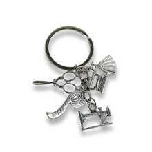 1pc Creative Sewing Machine Scissors Iron Dress Tape Measure Accessory Combination Keychain Mother's Day DIY Jewelry Gift - Multicolor - View 4