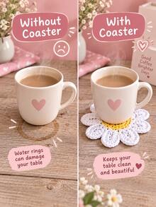 Tatakan Gelas Berbentuk Bunga Daisy Lucu 1 Buah, Alas Cangkir Meja dengan Desain Bunga yang Menggemaskan, Dekorasi Meja Rumah Musim Gugur yang Nyaman, Hadiah Liburan Thanksgiving Natal yang Sempurna untuk Wanita dan Anak Perempuan, Aksesori Dekorasi Meja Dapur, Meja Kopi, dan Meja Kerja yang Bergaya - MultiWarna - View 7
