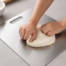 3pcs/1pc Stainless Steel Cutting Board, Heavy Duty Chopping Board, Convenient Double-Sided Stainless Steel Cutting Board For Meat, Fruit, Vegetable, Bread And Baking, Non-Slip Edge Cutting Board, Butcher Block, Cheese And Board, Thickened Anti-Mold, Suitable For Home And Restaurant Use, Easy To Clean With Water, Essential Kitchen Tool For Home Cooks And Cooking Enthusiasts, Kitchen Supplies, Suitable For Home, Dorm, Kitchen Tools, Perfect As Home Gift, Christmas Or Back To School Gift. - Silver - View 10