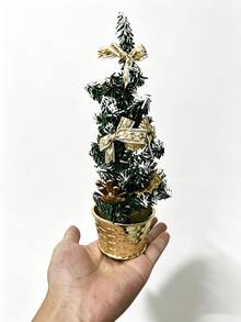 1pc Mini Artificial Christmas Tree, Multiple Styles Desktop Christmas Decoration With Bows, Pinecones And Flower Balls Decor, Small Tabletop Pine Tree Suitable For Indoor Home Window Sill Yard Outdoor Landscape, Christmas Party Table Decoration, Perfect Christmas Holiday Gift Item - Multicolor - View 12